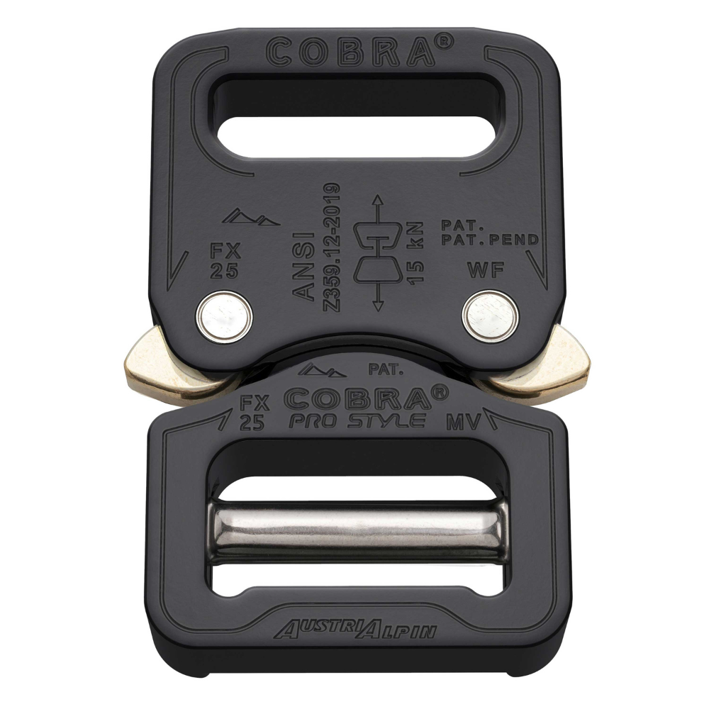 Klamra do paska AustriAlpin COBRA PRO STYLE 18 kN 25 mm z szybkozamykaczem, czarna