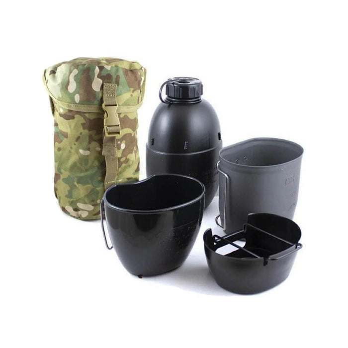 Wielopaliwowy system gotowania BCB z aluminiową kuchenką, manierką, kubkiem do gotowania, kubkiem do picia i torbą Multicam na kemping