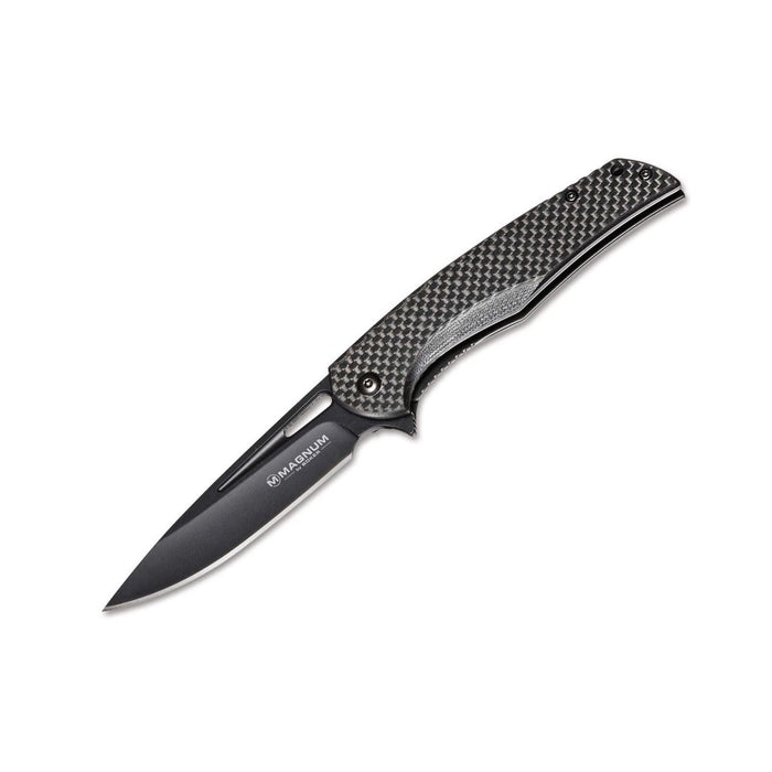 Nóż kieszonkowy składany BOKER Black Carbon. Rękojeść ze stali nierdzewnej 440A z włókna węglowego - GoMilitar