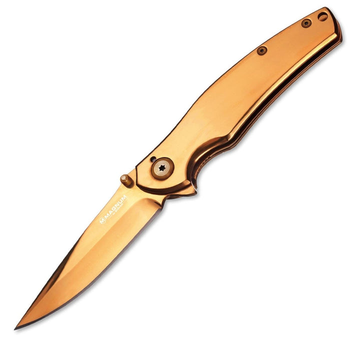 Scyzoryk składany Boker Gold Finger ze stali nierdzewnej anodowanej 440A z blokadą linerlock - GoMilitar