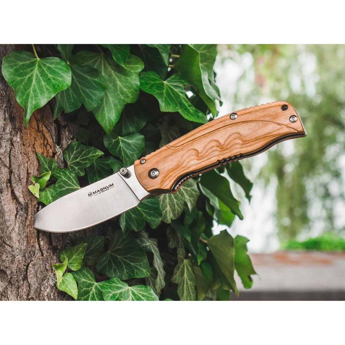 BOKER Pakka Hunter Scyzoryk kieszonkowy z blokadą wkładu, niepowlekana, drewniana rękojeść ze stali 440B