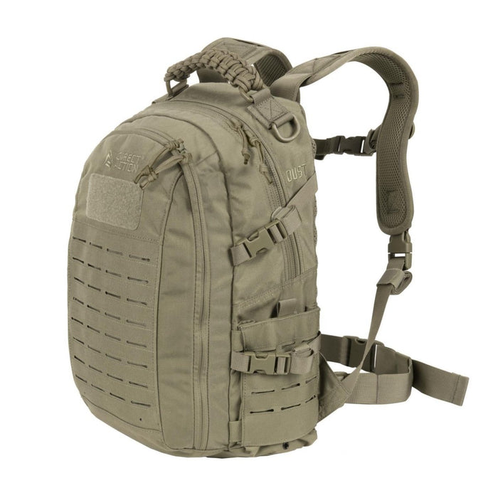 Plecak taktyczny Direct Action Dust 20L w adaptacyjnej zieleni z laserowo wycinanym systemem MOLLE, wyściełanymi paskami i trwałą tkaniną Cordura 500D