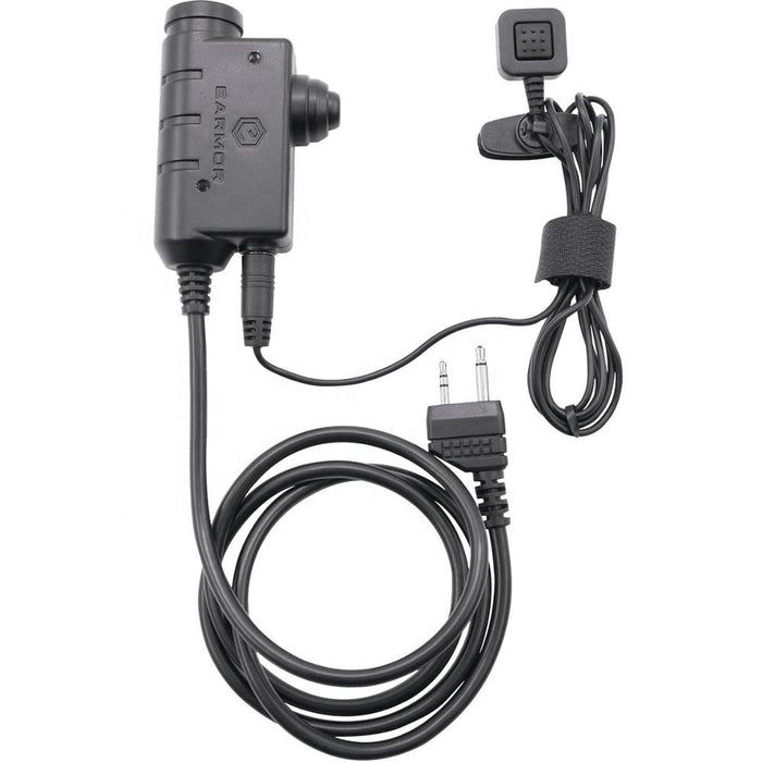 Earmor M52 PTT Adapter Midland 2 Pin Wired Tactical Headset Cable Black - GoMilitar