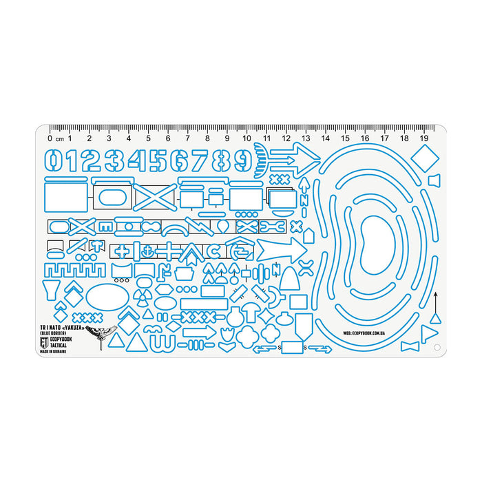 Ecopybook Tactical Scout's Ruler NATO UA Military Map Tool Blue Border - GoMilitar