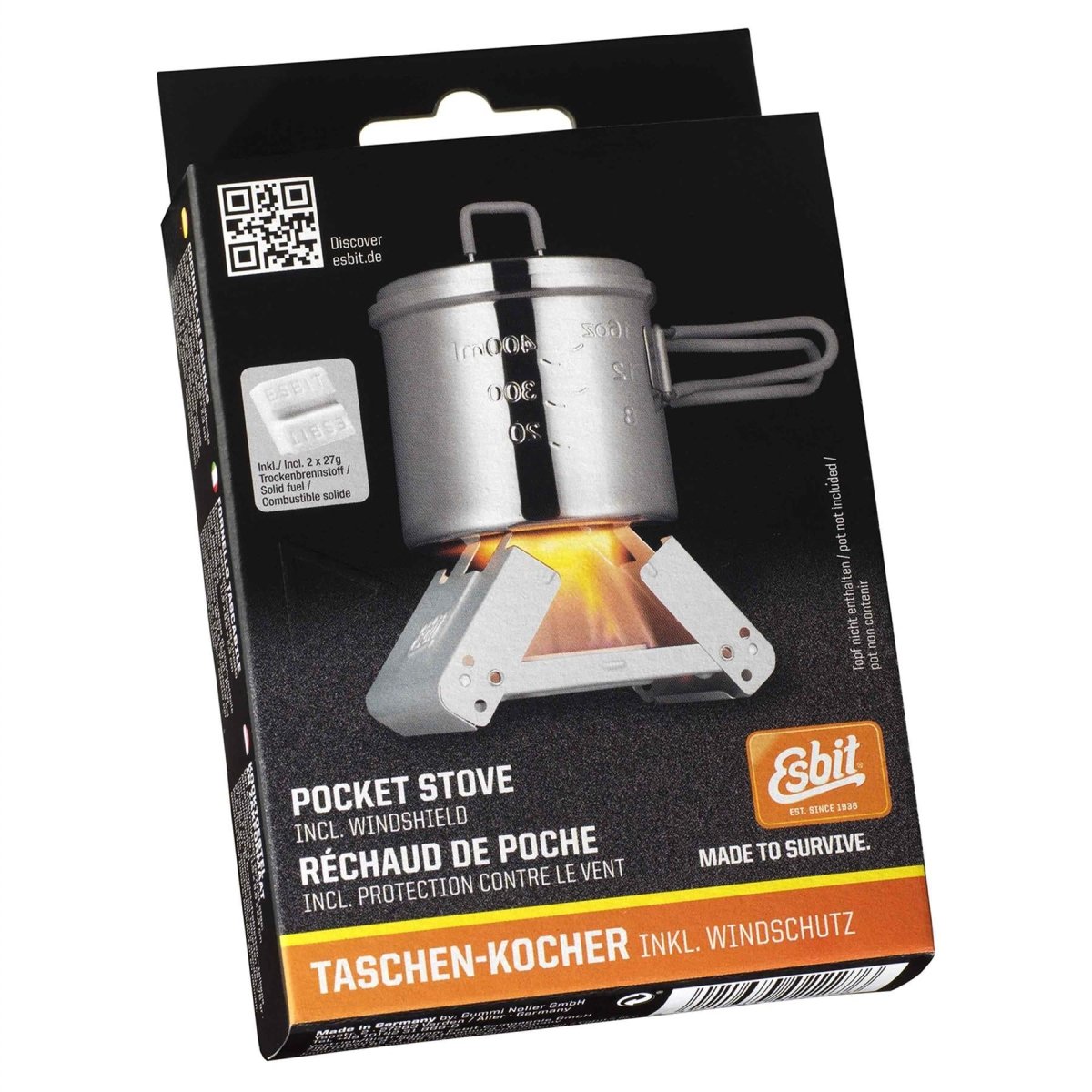 Esbit Cooking Stove Bushcraft Mała, składana kieszeń kuchenki 2x27G paliwo stałe