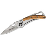 Fox Knives Markowy składany scyzoryk z drewnianą rączką, satynowaną stalą nierdzewną 440