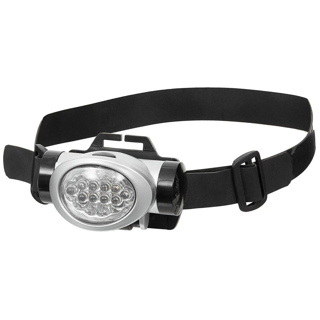 Latarka czołowa Fox Outdoor, 8 białych, 2 czerwone diody LED, regulowany kąt, bryzgoszczelna, czarna