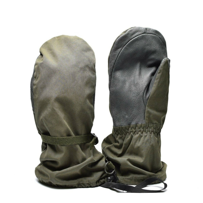Oryginalne rękawiczki OD GoreTex armii austriackiej w kolorze oliwkowym z wodoodpornymi skórzanymi dłońmi, do użytku wojskowego i outdoorowego.