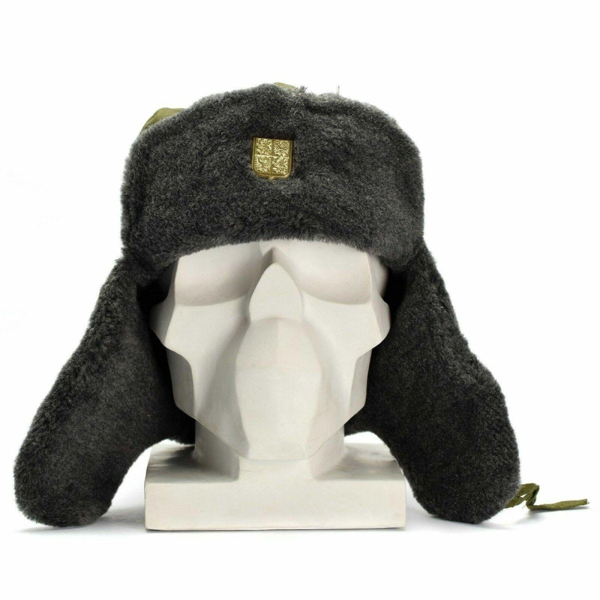 Oryginalny czeski czapkę wojskową kapelusz zimowy Ushanka Grey Olive Hat z odznaką nową