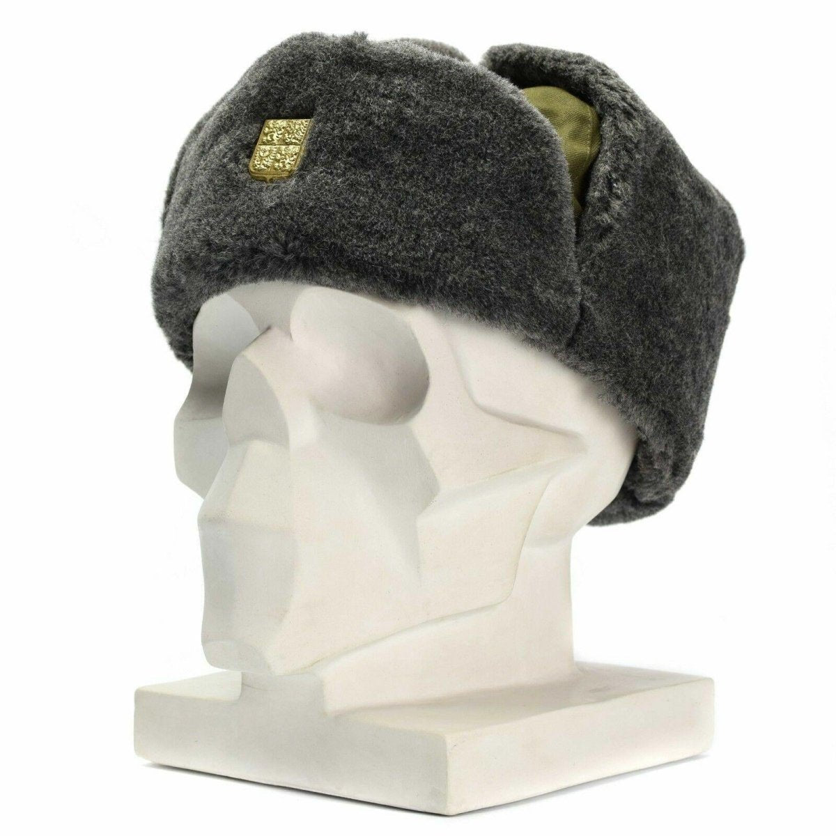 Oryginalny czeski czapkę wojskową kapelusz zimowy Ushanka Grey Olive Hat z odznaką nową