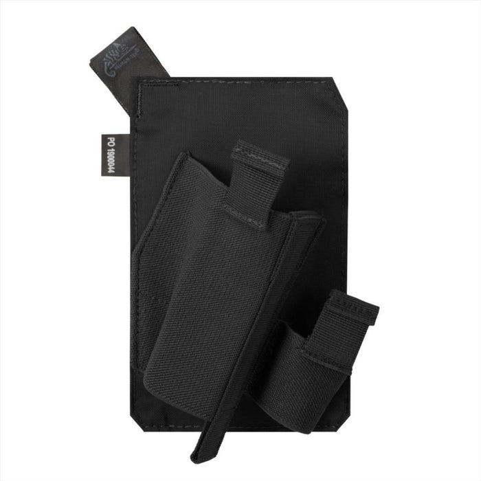 Czarna, niskoprofilowa kabura pistoletowa Helikon-Tex z Cordury z paskami na rzepy do ładownic Bandicoot i EDC