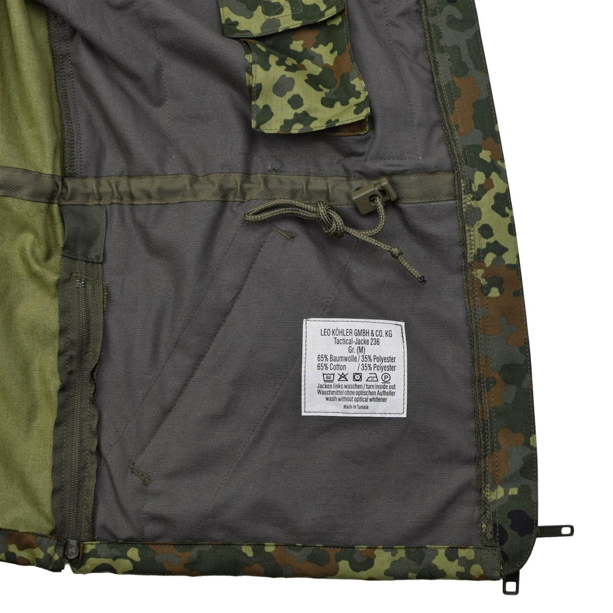 LEO KOHLER Army Army taktyczna Flectarn Camo Kurtka z zapinana na zamek w walce pola regulowana