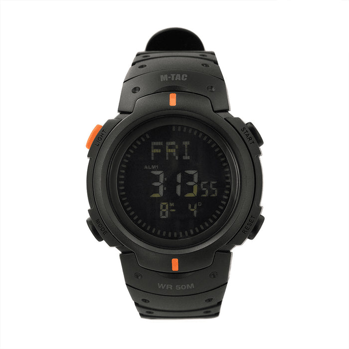 M-Tac Tactical Compass Watch Digital Stopwatch Alarm Timer 5ATM Black - GoMilitar