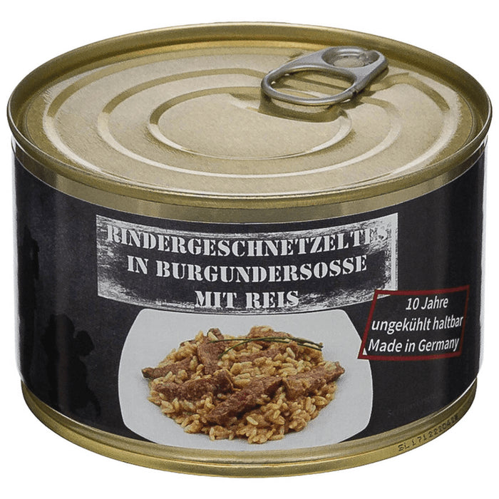 MFH Canned Ready Meal Chopped Beef with Rice 400 g Camping Outdoor Food - GoMilitar