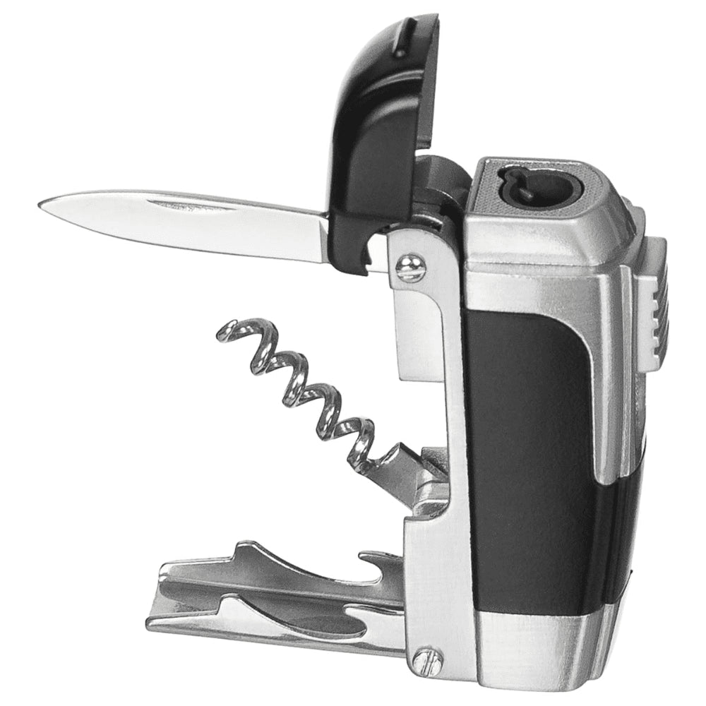 MFH Functional Gas Lighter Windproof Outdoor Camping Multi Tool Unfilled Silver