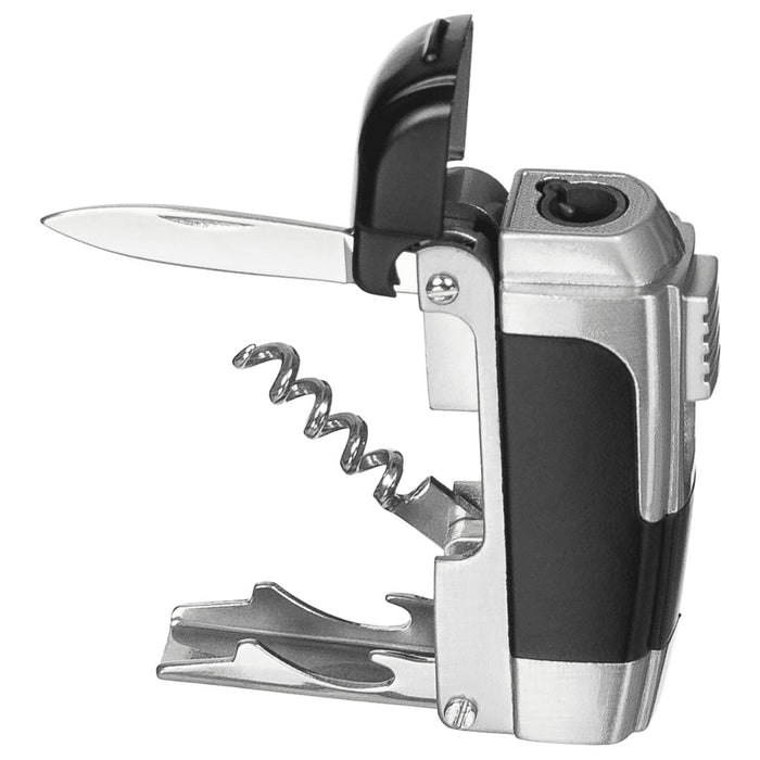MFH Functional Gas Lighter Windproof Outdoor Camping Multi Tool Unfilled Silver - GoMilitar