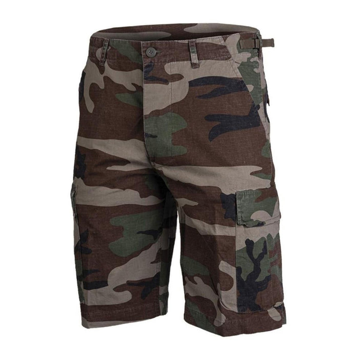 Lekkie szorty ripstop Mil-Tec U.S. Army w stylu Woodland Camo, z kieszeniami cargo, do użytku na zewnątrz