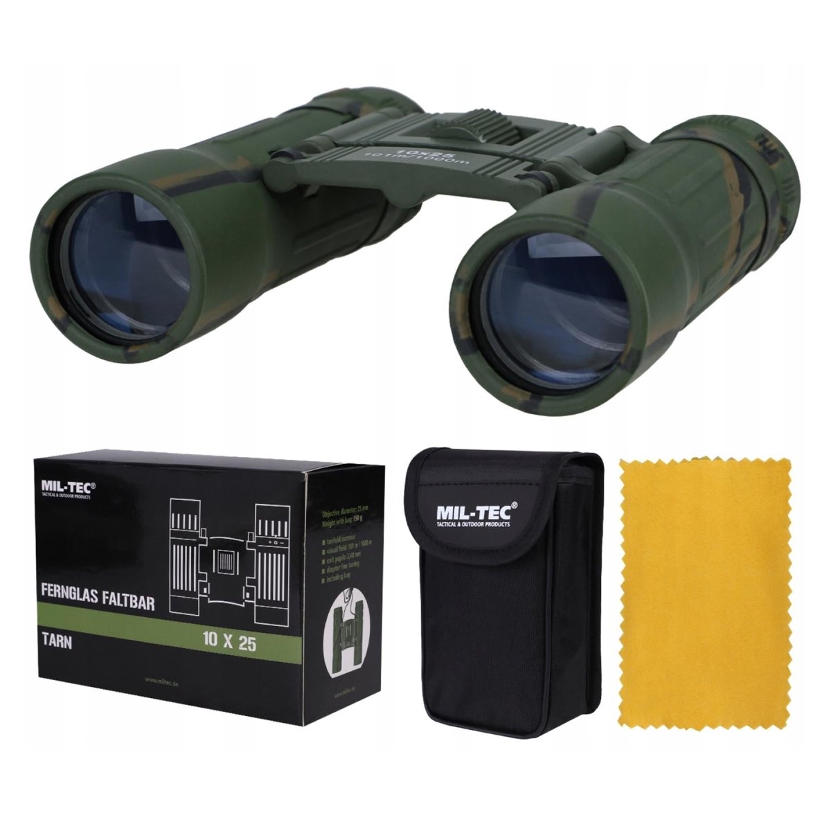 MIL-TEC składane lornetki 10x25 Clear View Ochronne nylonowe torba