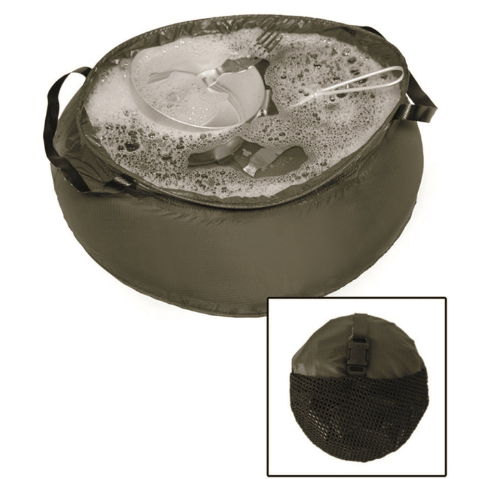 Mil-Tec Foldable Nylon Bowl 10L OD Green Camping Washing Basin Packable - GoMilitar