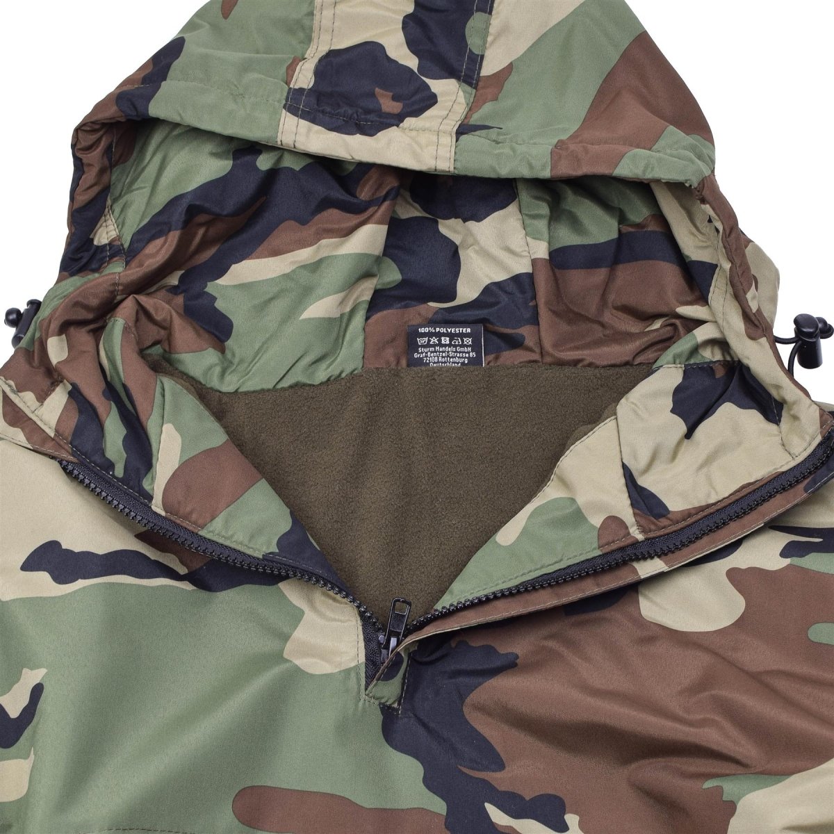 Mil-Tec Niemiecki wojskowy kurtka bojowa Winter Woodland Windproof z kapturem wyłożona nowa