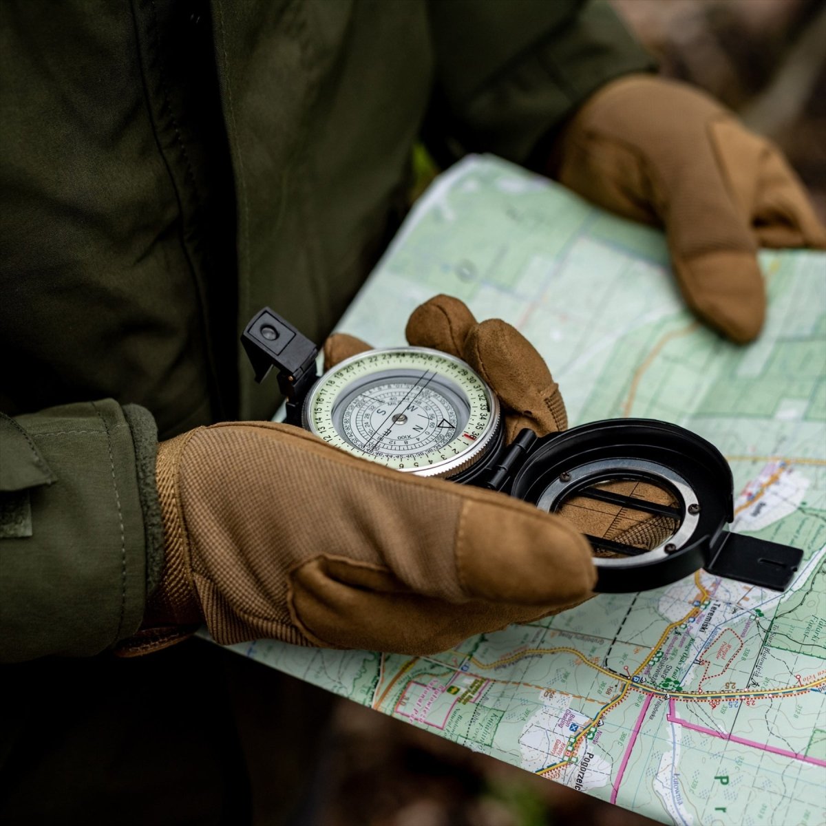 Mil-Tec Metal Lensatic Compass Aluminium obudowa błyszcząca twarz nawigacja czarna