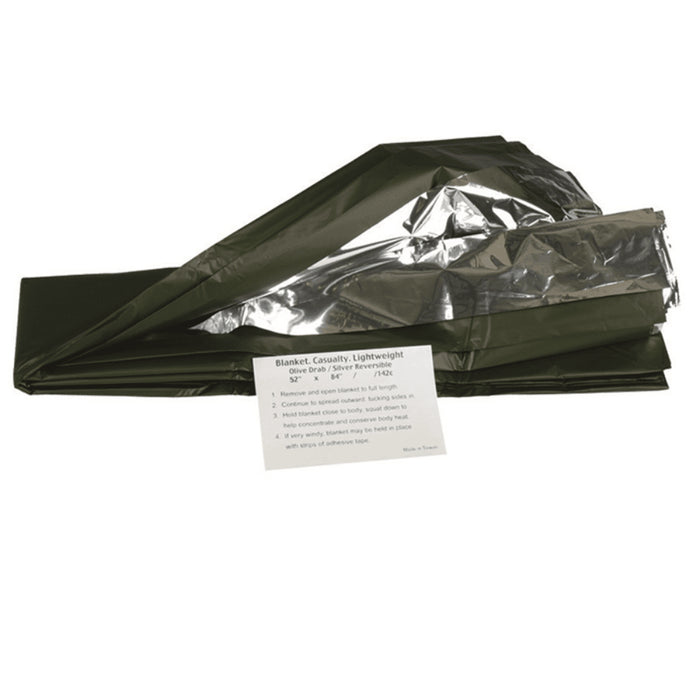 Mil-Tec Survival Blanket Emergency Thermal Lightweight Olive Aluminumized - GoMilitar