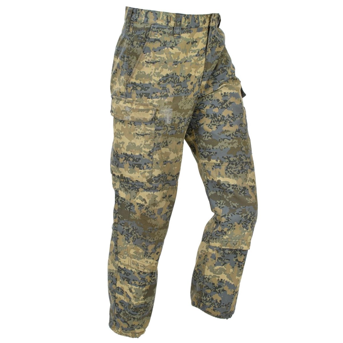 Oryginalne austriackie spodnie wojskowe cargo wzmocnione na kolanach Tarnanzug Camo