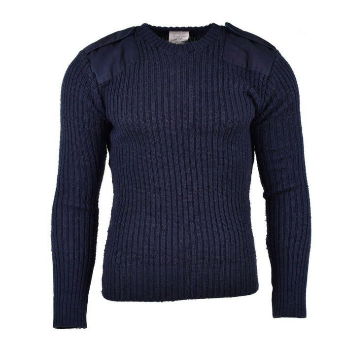 Oryginalny sweter brytyjskiej armii w kolorze granatowym Commando Jumper Sweter z okrągłym dekoltem Wełniany - GoMilitar
