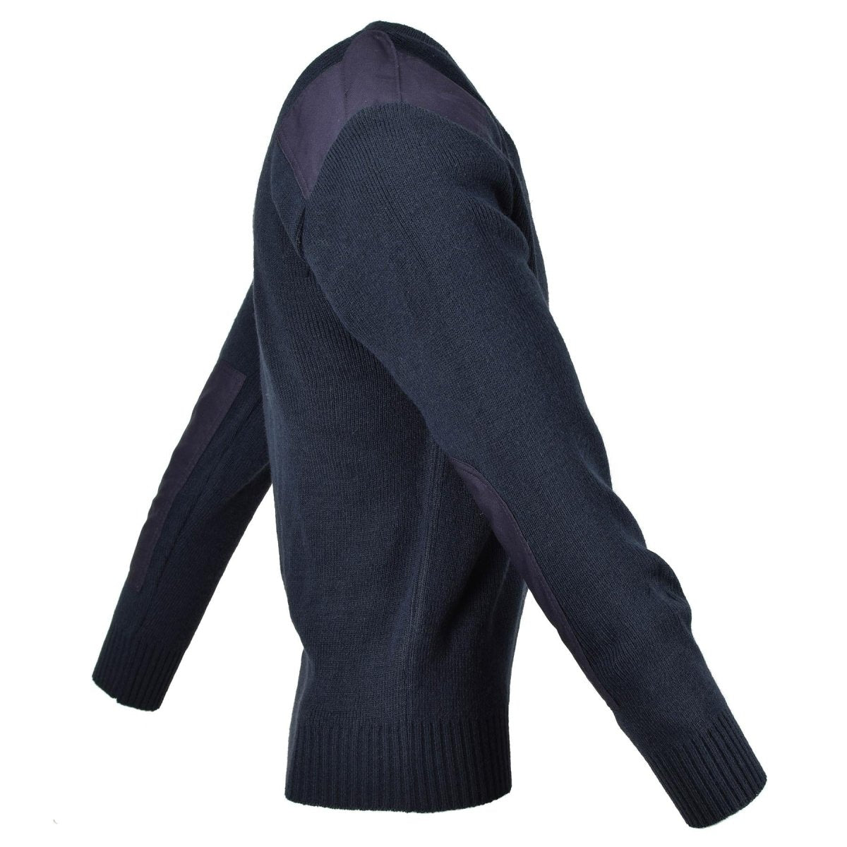 Oryginalny Brytyjska Ex Police Service Pullover Commero Jumper Blue V-Neck Sweter