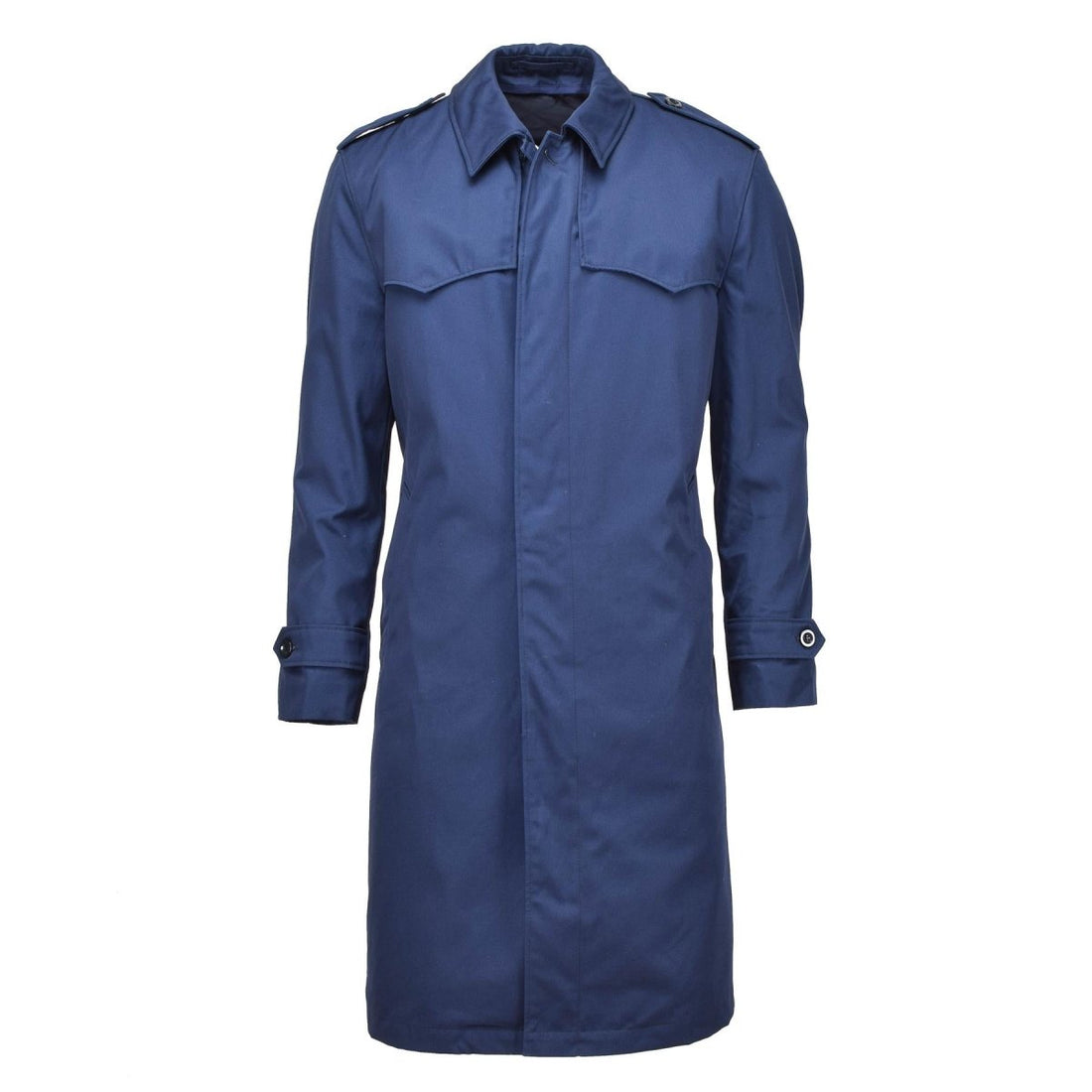 Oryginalny holenderski problem wojskowy męski piosenek przeciwdeszczowy liniowiec Trenchcoat Solid Blue