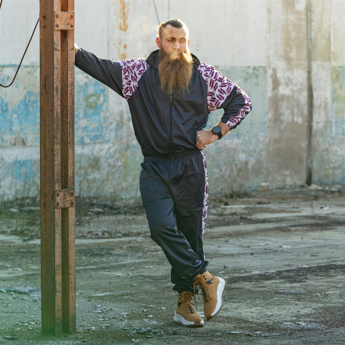 Oryginalne francuskie szkolne szkolne sporty 90s Spodnie retro piesze w paski dresowe