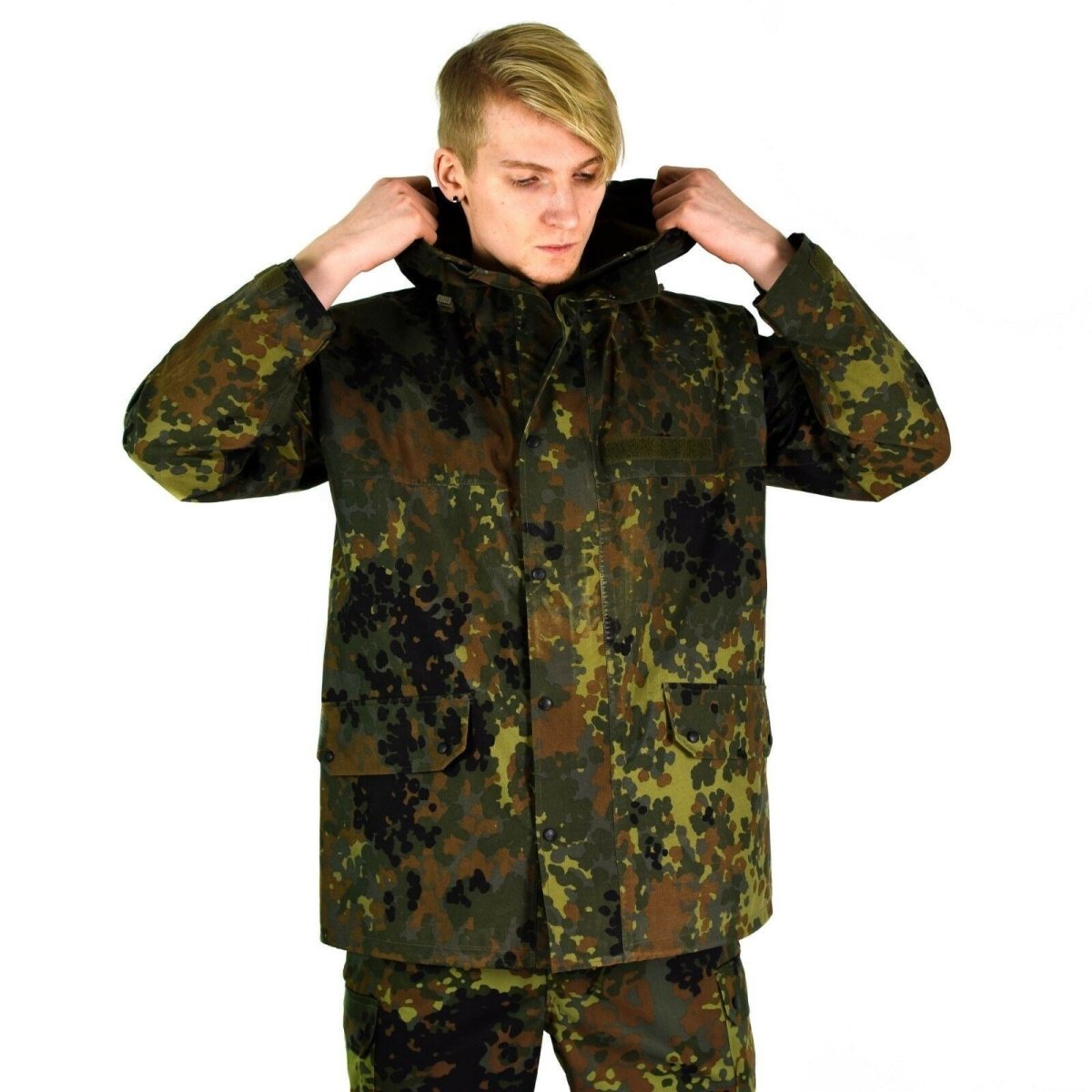 Oryginalna niemiecka kurtka polowa Goretex Flecktarn Wodoodporna deszcz