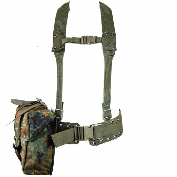 Oryginalna uprząż taktyczna armii niemieckiej z regulowanym paskiem i szelkami w kamuflażu Flecktarn Cordura Nylon