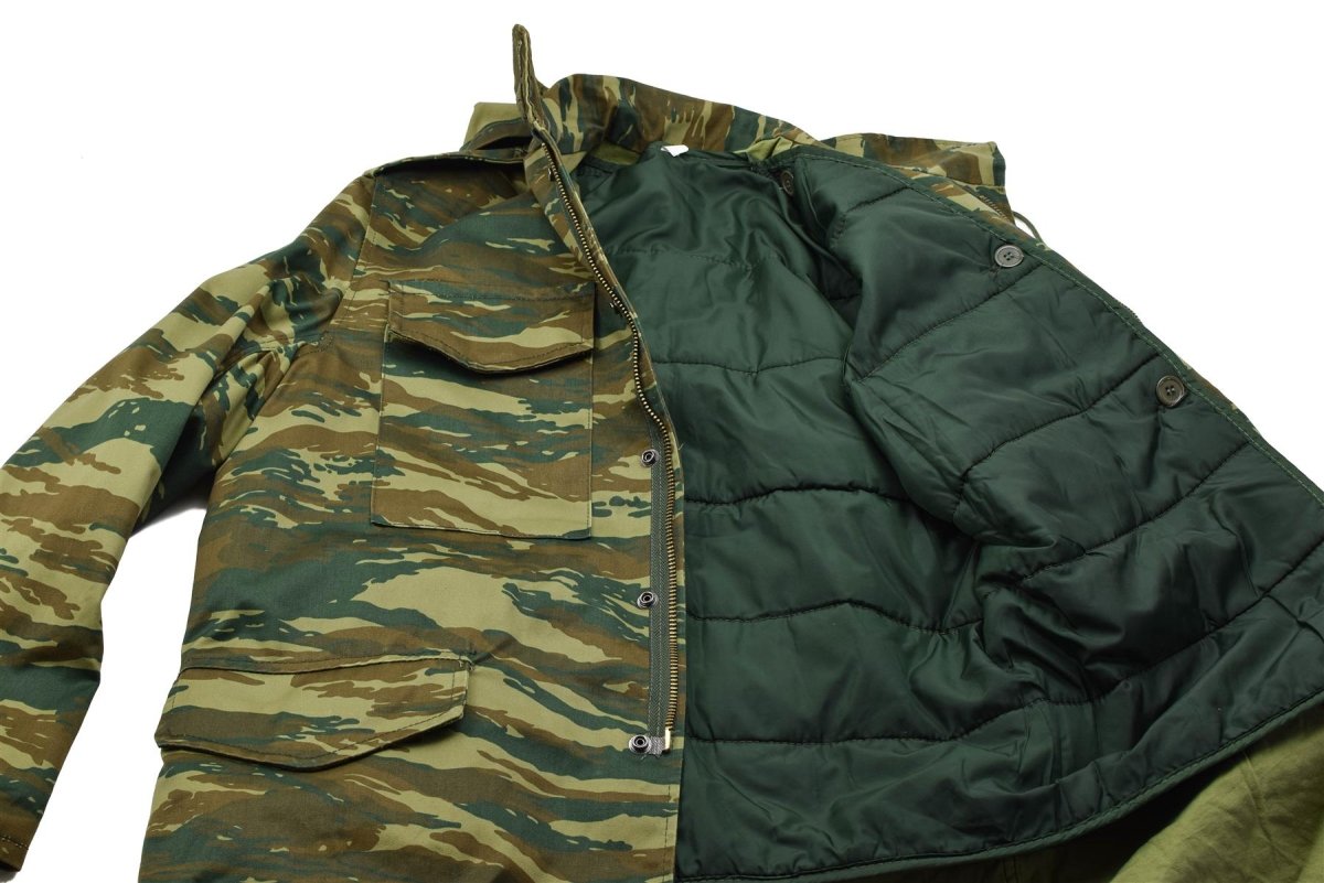 Oryginalna grecka kurtka wojskowa M65 z odpinaną podpinką Army Issue Lizard Camo