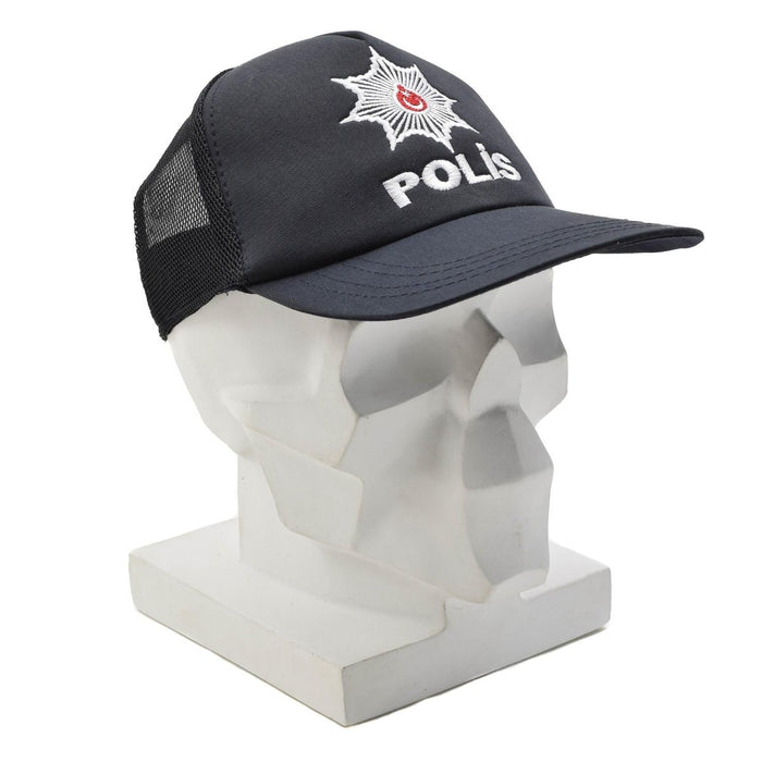 Oryginalna turecka czapka polowa POLIS z siatkową wstawką, regulowane zapięcie, czarna - GoMilitar