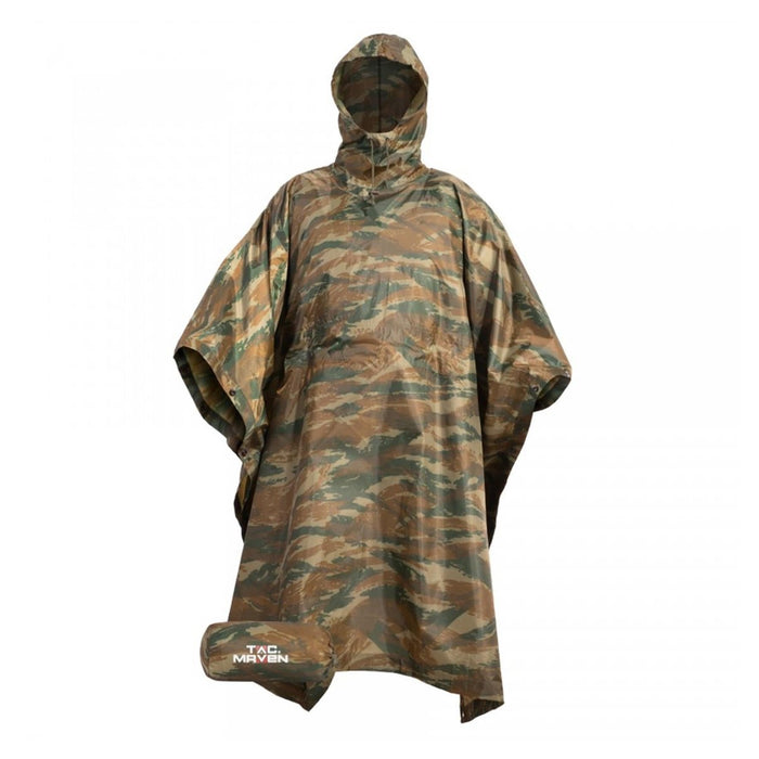 Wodoodporne ponczo Ripstop PENTAGON z regulowanym kapturem Kompresja Lizard Camo - GoMilitar