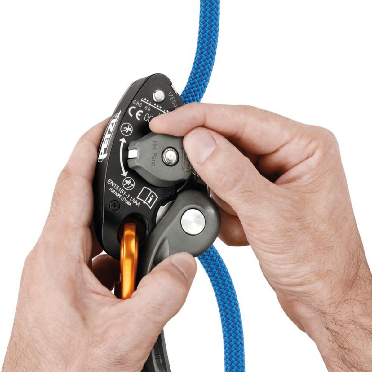 Urządzenie asekuracyjne Petzl GRIGRI, wspomagane hamowanie, antypaniczne, 8,5–11 mm, szare