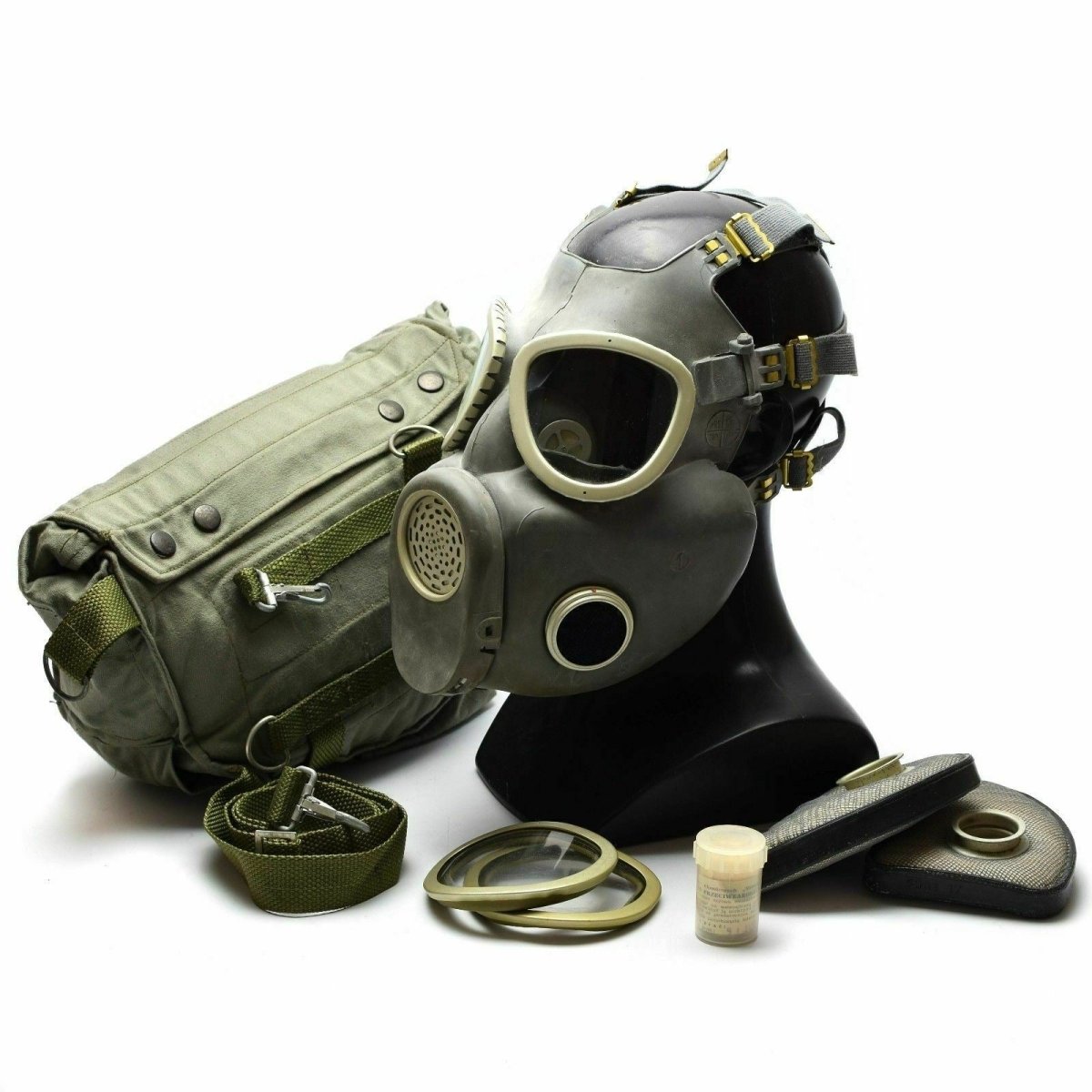 Polski wojskowy maska ​​gazowa MP-4 prawdziwa chemiczna chemikalia oddechowa oliwka nowa