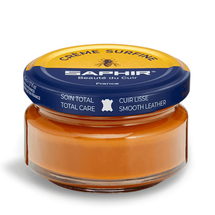 Saphir Creme Surfine Leather Shoe Care Cream Smooth Leather 50ml Light Brown - GoMilitar