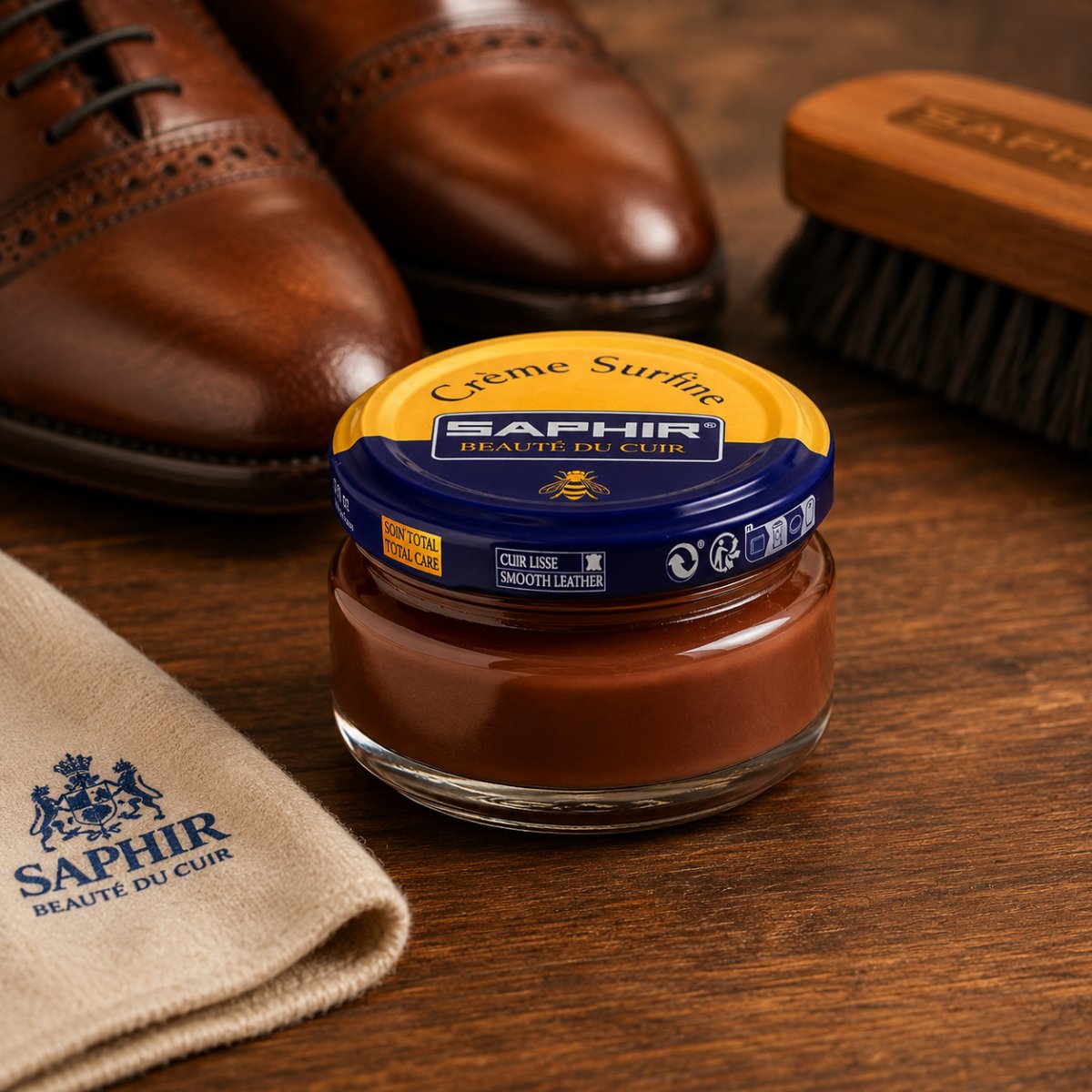 Saphir Creme Surfine Skórzany krem do pielęgnacji obuwia z gładkiej skóry 50ml Brązowy