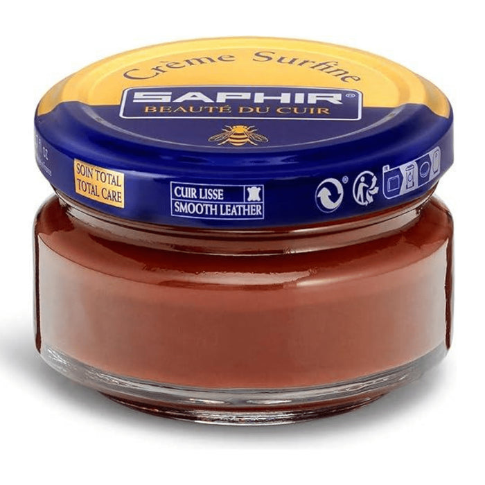 Saphir Creme Surfine Leather Shoe Care Smooth Leather Cream 50ml Brown - GoMilitar