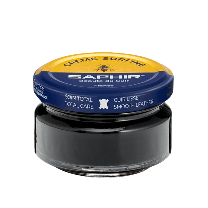 Saphir Creme Surfine Leather Shoe Cream Polish 50ml Beeswax Care Black - GoMilitar