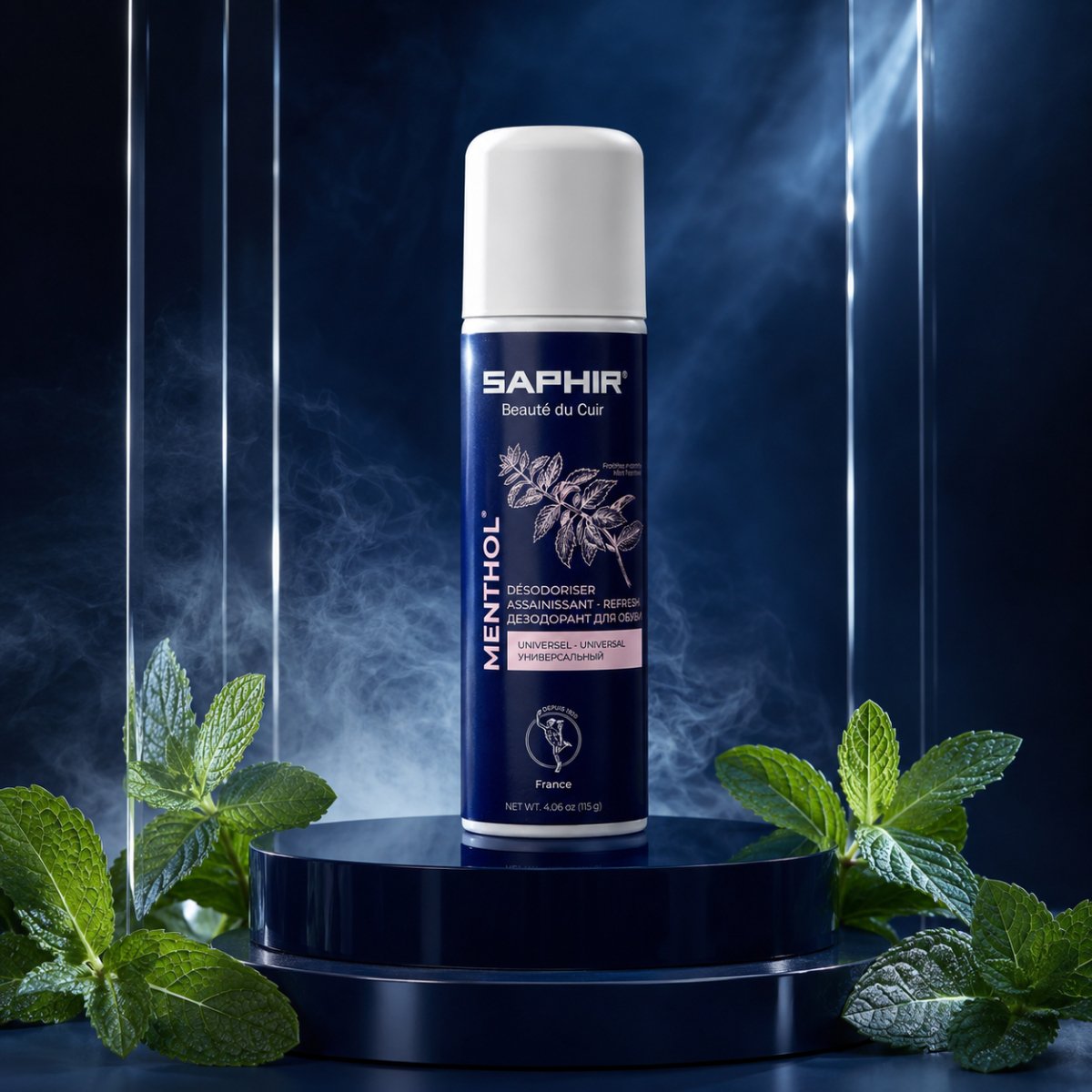 Saphir Mentol Dezodoryzator do butów w sprayu 200ml Usuwający nieprzyjemny zapach całe obuwie