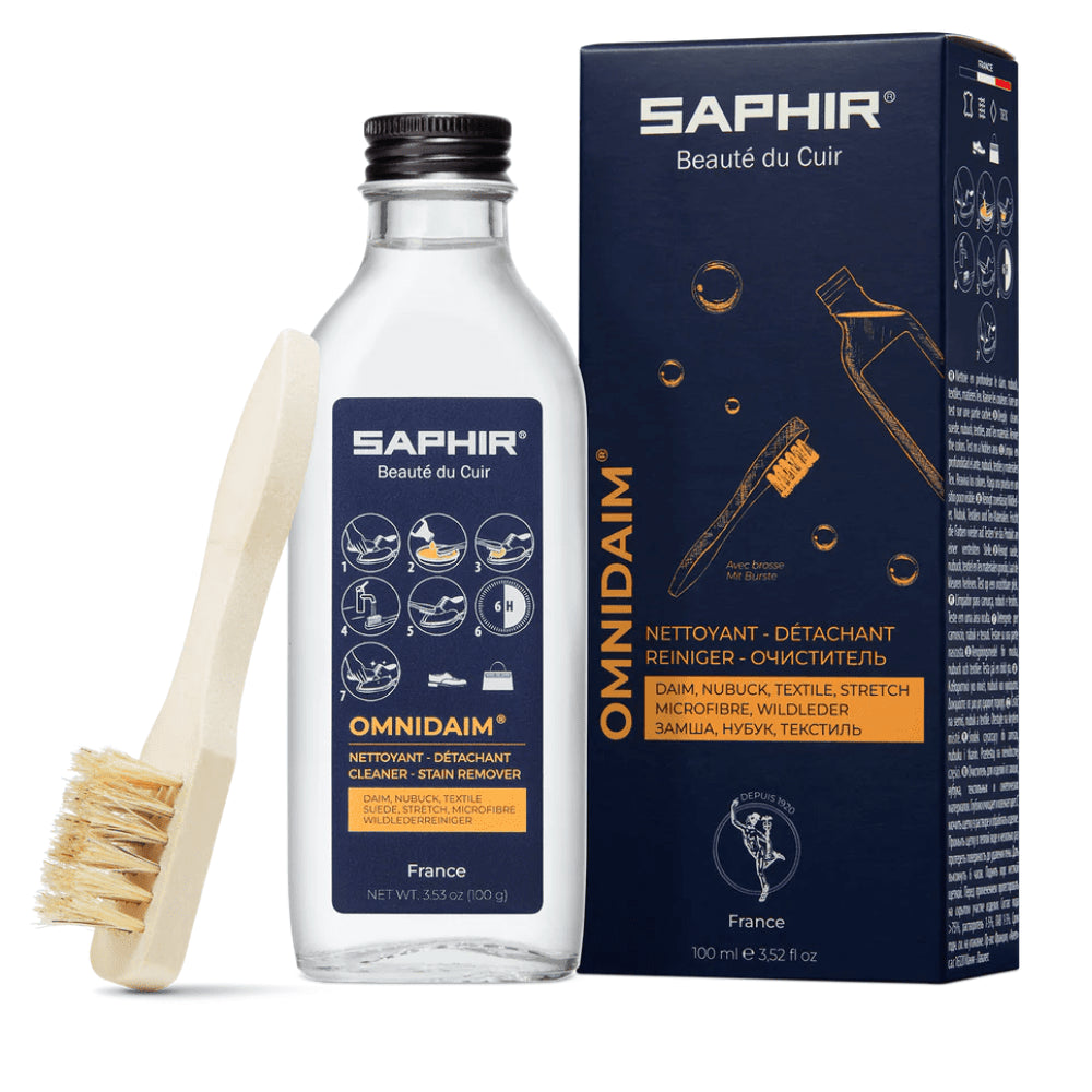 Saphir Omnidaim Suede Nubuk Środek do czyszczenia obuwia 100 ml Neutralna szczotka w zestawie