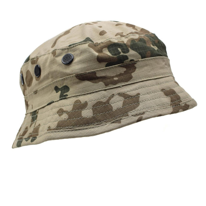 TACGEAR Kapelusz typu boonie w stylu armii niemieckiej, w kolorze pustynnego kamuflażu flecktarn ripstop, z szerokim rondem i otworami wentylacyjnymi