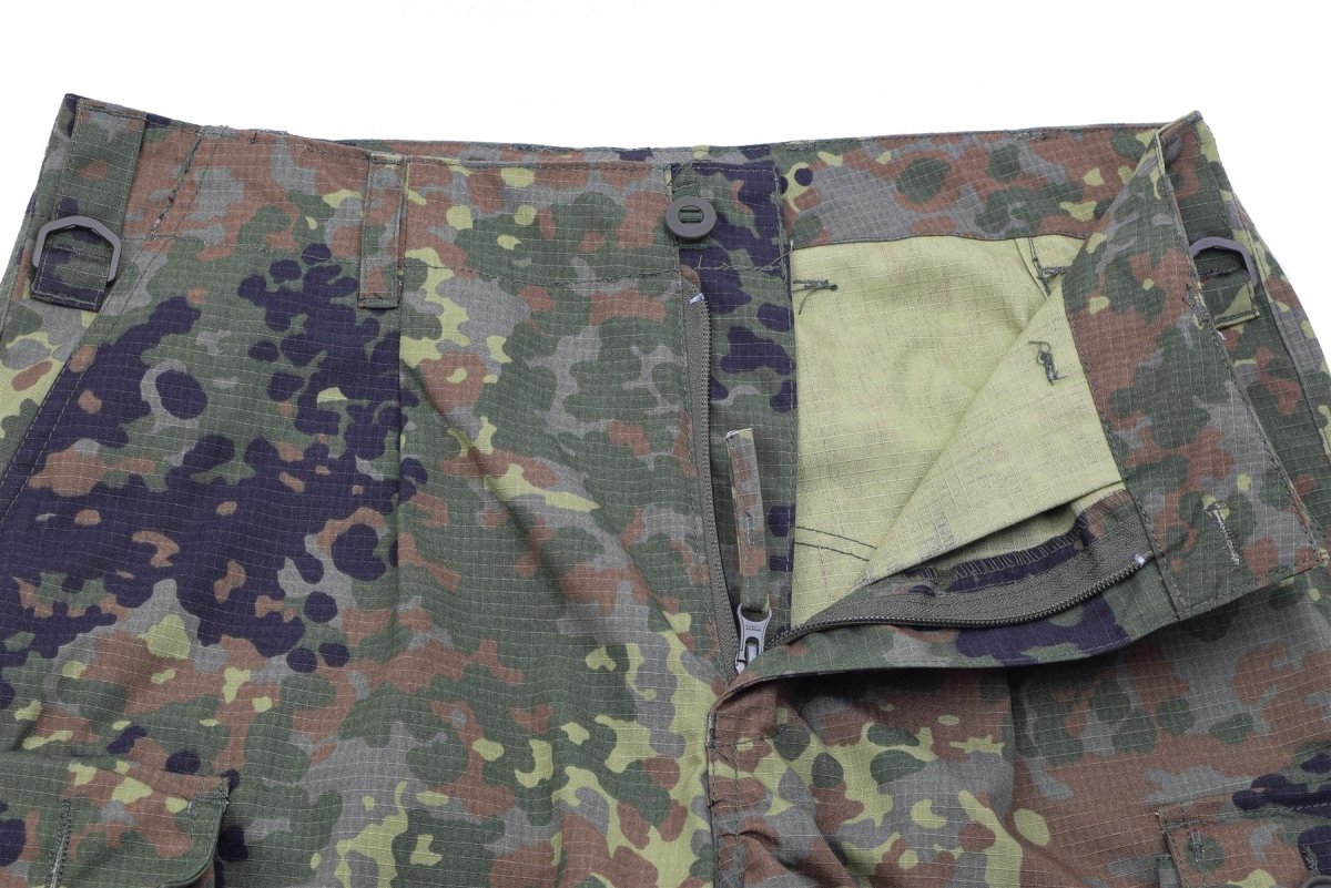 TACGEAR Markowe spodnie bojowe typu cargo w stylu armii niemieckiej, flecktarn camo ripstop