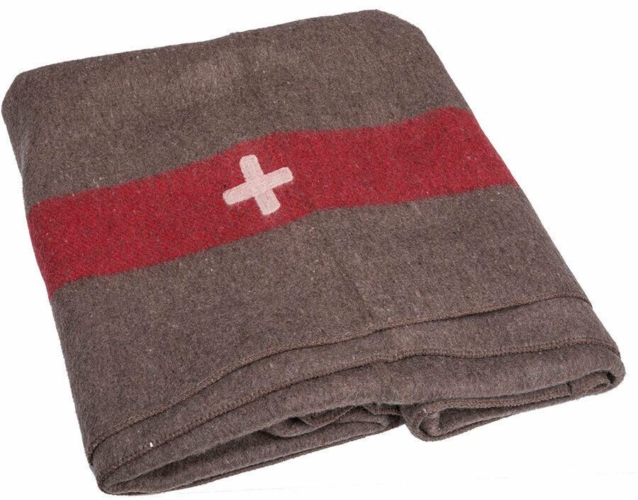 Vintage szwajcarska wełniana armia wełniana wełniana czerwona stripe Cross Repro